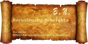 Bercsinszky Nikoletta névjegykártya
